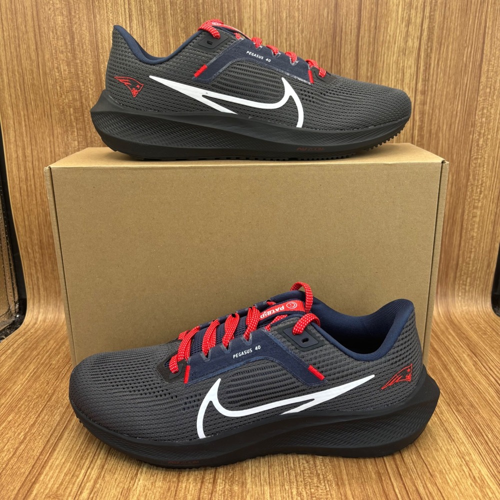 Nike Air Zoom Pegasus 40 Patriots Mens 8 Anthracite White Navy‎ NFL Running New